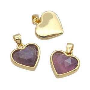 Amethyst Heart Pendant Gold Plated, approx 12mm