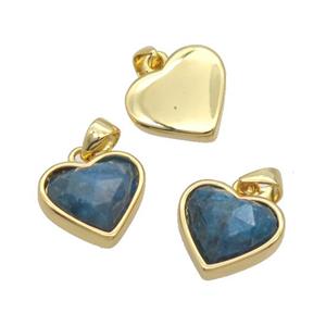 Blue Apatite Heart Pendant Gold Plated, approx 12mm