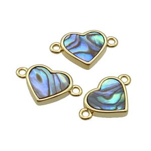 Abalone Shell Heart Connector Gold Plated, approx 12mm