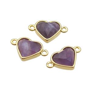 Amethyst Heart Connector Gold Plated, approx 12mm