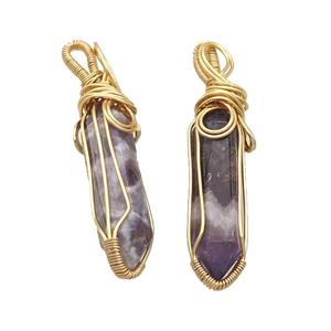 Purple Dogtooth Amethyst Prism Pendant Wire Wrapped, approx 8-30mm