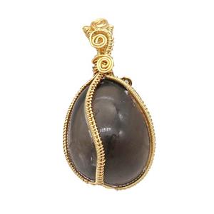 Tiger Eye Stone Nugget Pendant Freeform Wire Wrapped, approx 20-35mm