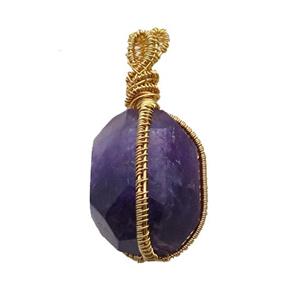 Purple Amethyst Pendant Freeform Wire Wrapped, approx 20-35mm