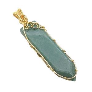 Green Aventurine Bullet Pendant Wire Wrapped, approx 13-50mm