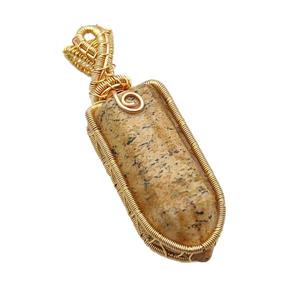 Picture Jasper Bullet Pendant Wire Wrapped, approx 15-35mm