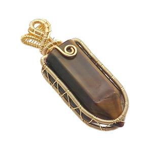 Tiger Eye Stone Bullet Pendant Wire Wrapped, approx 15-35mm