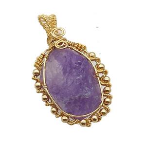 Purple Amethyst Pendant Freeform Wire Wrapped, approx 28-40mm