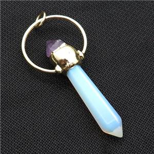 White Opalite Pendulum Pendant With Amethyst Gold Plated, approx 11-60mm