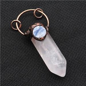 Crystal Quartz Bullet Pendant With Kyanite Antique Red, approx 16-50mm