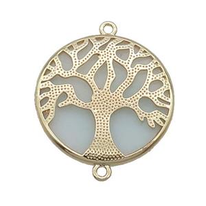 Amazonite Copper Connector Tree Of Life Circle Gold Plated, approx 27mm dia