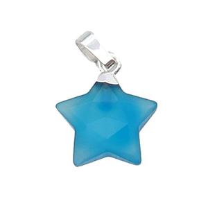 Blue Agate Star Pendant Dye Silver Plated, approx 12.5mm