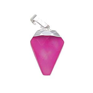 Hotpink Dye Agate Arrowhead Pendant Silver Plated, approx 11-16mm