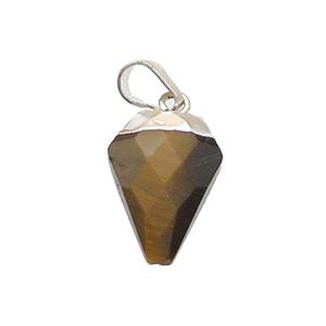 Tiger Eye Stone Arrowhead Pendant Silver Plated, approx 11-16mm