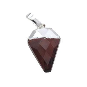 Red Tiger Eye Stone Arrowhead Pendant Silver Plated, approx 11-16mm