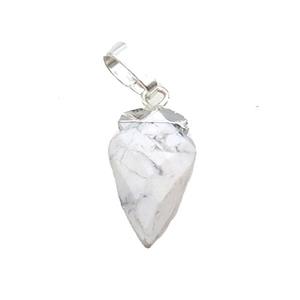 White Howlite Turquoise Arrowhead Pendant Silver Plated, approx 9-15mm
