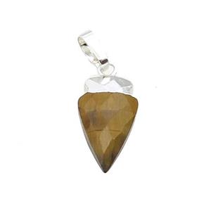Tiger Eye Stone Arrowhead Pendant Silver Plated, approx 9-15mm