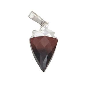 Red Tiger Eye Stone Arrowhead Pendant Silver Plated, approx 9-15mm