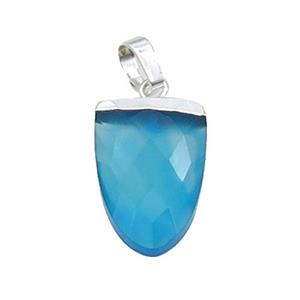 Blue Agate Tongue Pendant Dye Silver Plated, approx 11-16mm