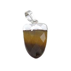 Tiger Eye Stone Tongue Pendant Silver Plated, approx 11-16mm