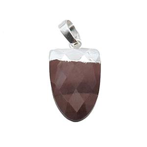 Red Tiger Eye Stone Tongue Pendant Silver Plated, approx 11-16mm