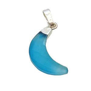 Blue Agate Moon Pendant Dye Silver Plated, approx 13-19mm