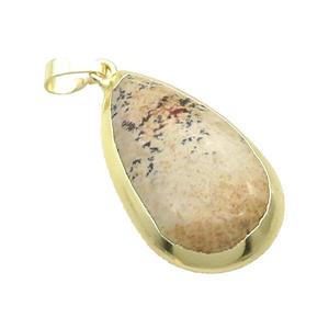Picture Jasper Teardrop Pendant Gold Plated, approx 20-30mm