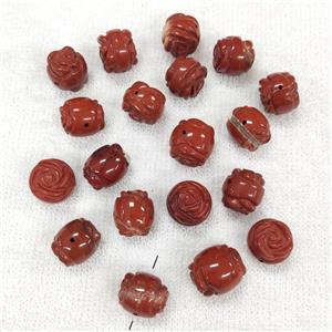 Red Jasper Flower Beads Carved, approx 12-16mm
