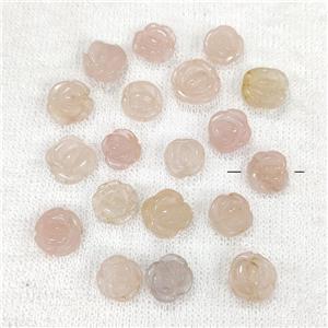 Pink Rose Quartz Flower Beads Carved, approx 14-17mm