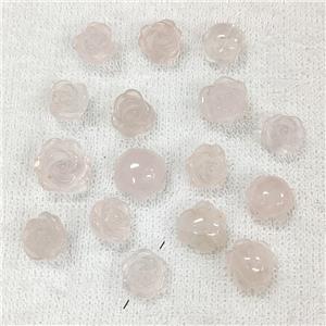 Rose Quartz Flower Beads Carved, approx 10-14mm