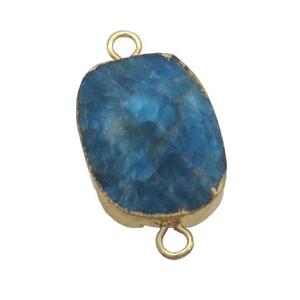Blue Apatite Oval Connector Point Gold Plated, approx 18-25mm