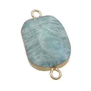 Green Amazonite Oval Connector Point Gold Plated, approx 18-25mm