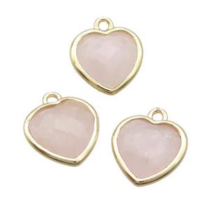 Pink Rose Quartz Heart Pendant Faceted Gold Plated, approx 11mm