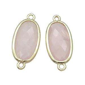 Rose Quartz Connector Pink Faceted Oval Gold Plated, approx 12-20mm