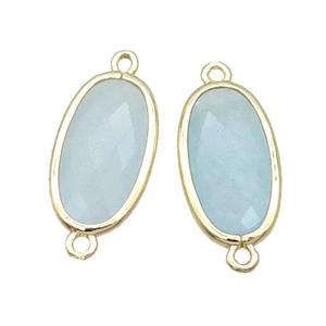 Blue Crystal Glass Connector Faceted Oval Gold Plated, approx 12-20mm
