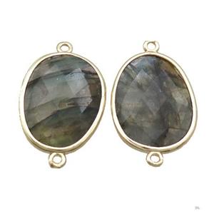 Labradorite Connector Faceted Oval Gold Plated, approx 17-23mm