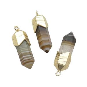 Coffee Stripe Agate Bullet Pendant Gold Plated, approx 6-25mm