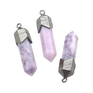 Lilac Lepidolite Bullet Pendant Black Plated, approx 6-28mm