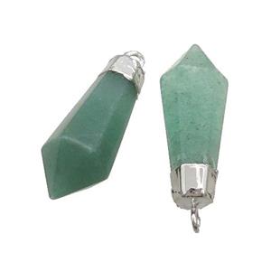 Green Aventurine Pendulum Pendant Shiny Silver Plated, approx 10-28mm