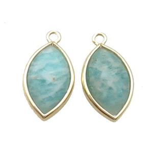 Natural Green Amazonite Pendant Faceted Horseeye Gold Plated, approx 11-18mm