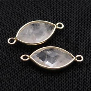 Clear Quartz Connector Faceted Horseeye Gold Plated, approx 11-18mm