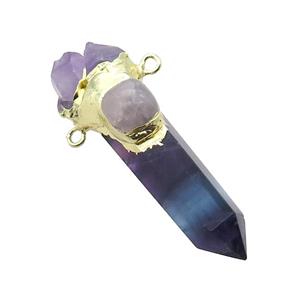 Natural Fluorite Bullet Pendant Amethyst Gold Plated, approx 20-55mm