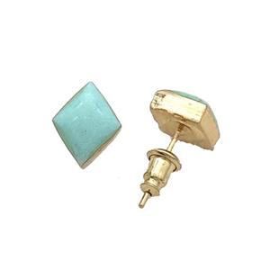 Natural Tuquoise Stud Earring Rhombis Gold Plated, approx 8-10mm