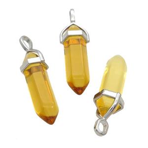 Gold Glass Bullet Pendant, approx 8x30mm