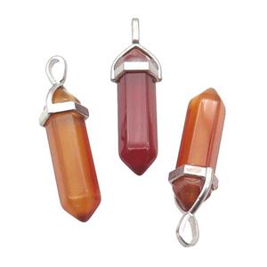 Natural Red Agate Bullet Pendant Dye, approx 8x30mm