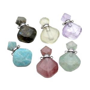 Natural Gemstone Perfume Bottle Pendant Mixed, approx 17-26mm