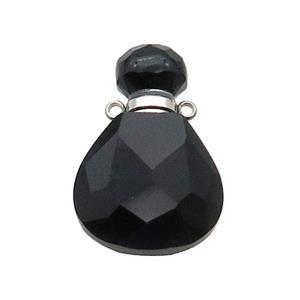 Natural Black Onyx Agate Perfume Bottle Pendant, approx 17-24mm