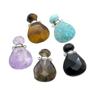 Natural Gemstone Perfume Bottle Pendant Mixed, approx 17-24mm