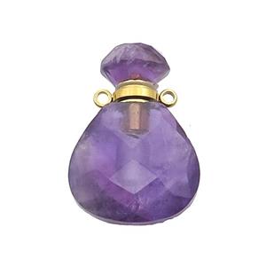 Natural Purple Amethyst Perfume Bottle Pendant, approx 17-24mm