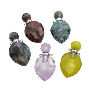 Natural Gemstone Perfume Bottle Pendant Mixed, approx 20-38mm