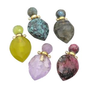 Natural Gemstone Perfume Bottle Pendant Mixed, approx 20-38mm
